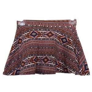 FOREVER 21 Skirt Girls Pull On Elastic Waist Size 5/ 6 Brown Aztec Print Short